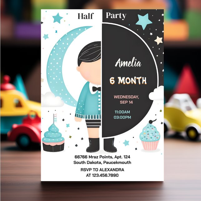 Invitación El niño Chica 6 meses Fiesta medio año medio cumpl (Subido por el creador)
