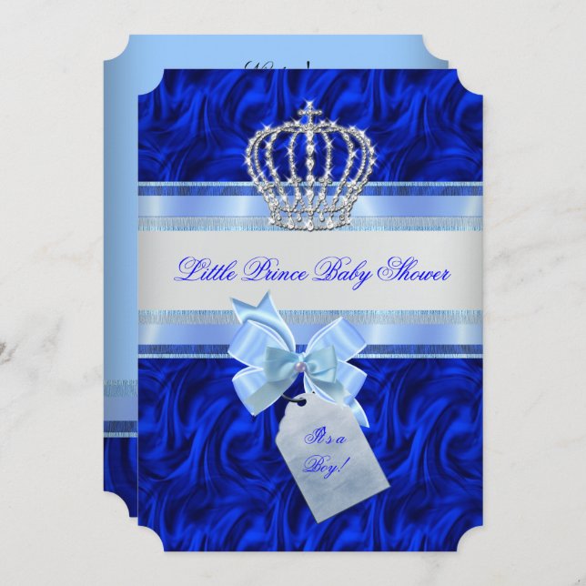 Invitación El niño pequeño Baby Shower Royal Blue (Anverso / Reverso)