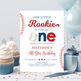 Invitación El novato vuelve un primer cumpleaños de béisbol