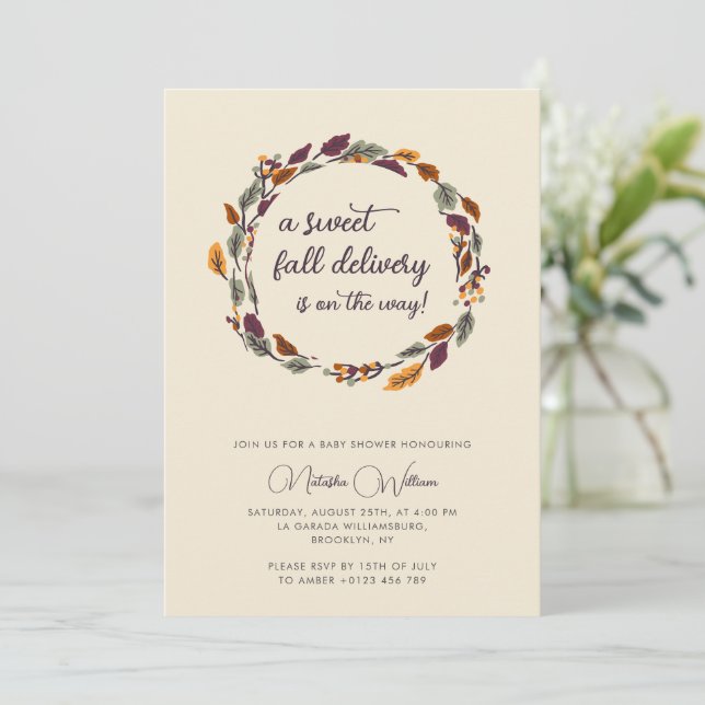 Invitación El núcleo de la cabaña de otoño Boho deja Baby Sho (Anverso de pie)
