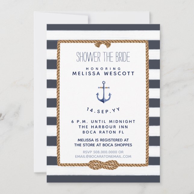 Invitación El nudo náutico azul de la armada rusa ducha a la  (Anverso)