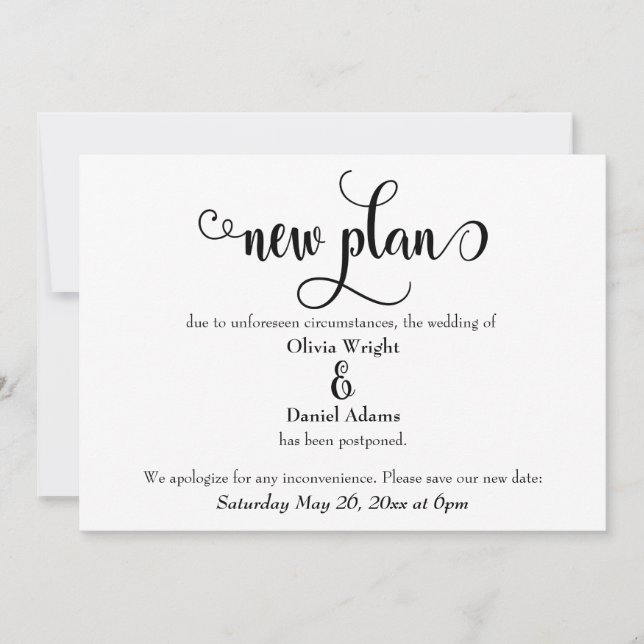 Invitación El nuevo plan de remodelación pospuso la Invitació (Anverso)