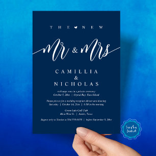 Invitación El nuevo Sr. y la Sra., Boda Elopement Dinner Fies
