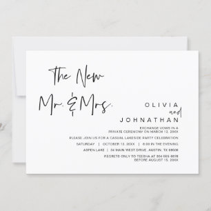 Invitación El nuevo Sr. y la Sra., Boda Elopement Fiesta