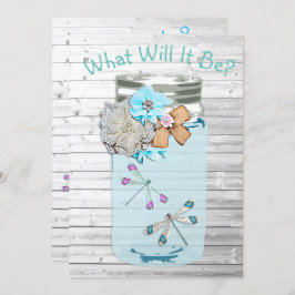 Invitación Él o ella, Baby Shower Género revelan libélula