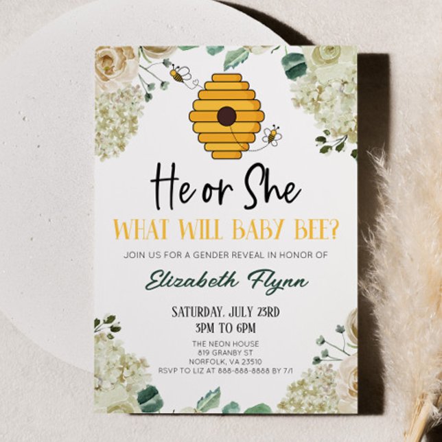 Invitación El o ella burbujean las flores florales de abeja r (Subido por el creador)