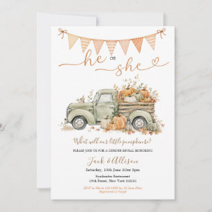 Invitación Él o Ella Calabacita Revelación de Género Otoño Ca