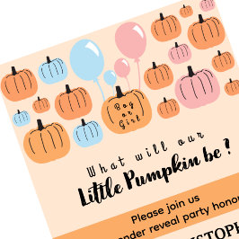 Invitación Él o Ella Calabaza Revelación de Género de Hallowe