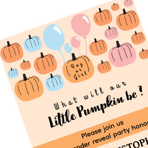 Invitación Él o Ella Calabaza Revelación de Género de Hallowe