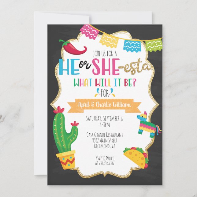 Invitación Él o ella-esta género del tema de la fiesta revela (Anverso)