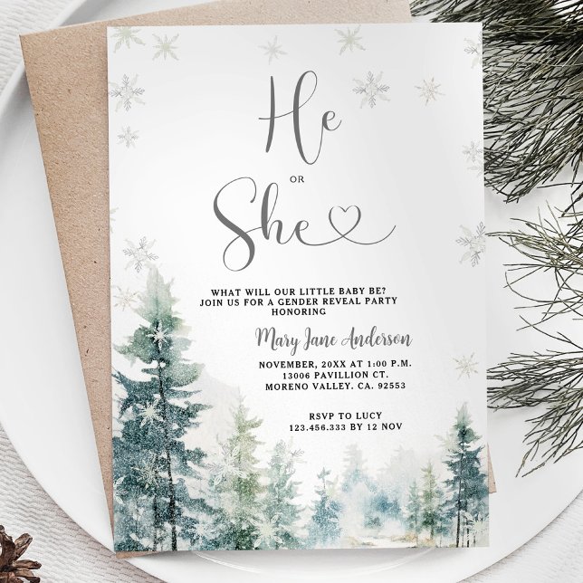 Invitación Él o ella hace que el invierno revele género (Subido por el creador)