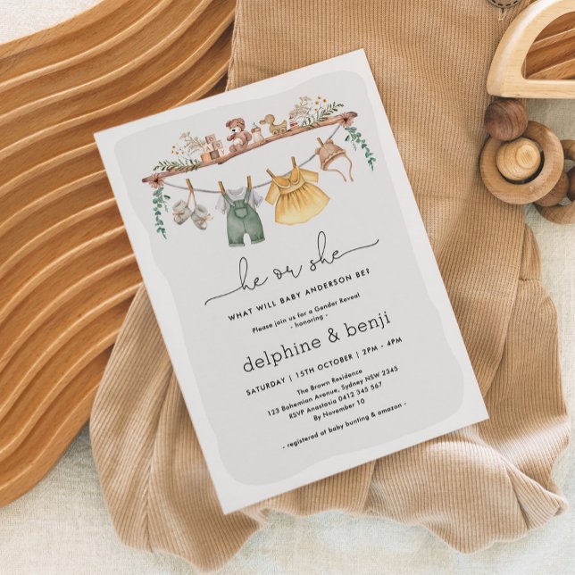 Invitación El o ella modernos del Boho género revelan ducha (Subido por el creador)