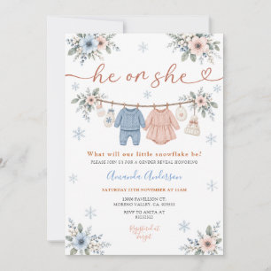 Invitación Él o Ella Pequeño Copo de Nieve Revelación de Géne