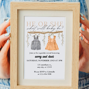 Invitación Él o ella, ¿qué será el bebé?   Boho Gend