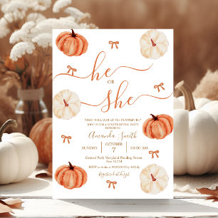 Invitación Él o Ella Revelación de género de calabaza rústica