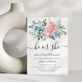 Invitación ÉL O ELLA | revelación de sexo de bebé floral
