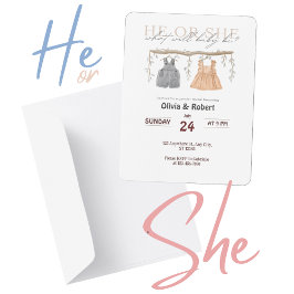 Invitación ¿Él o ella? ¡Una racha de diversión! Color de agua