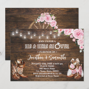 Invitación El occidental rosado, su Boda y su ducha de bar