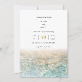 Invitación El océano azul turbulento riega la boda de una pla