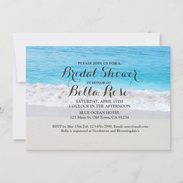 Invitación El océano de playa y la ducha de novia invitan (Anverso)