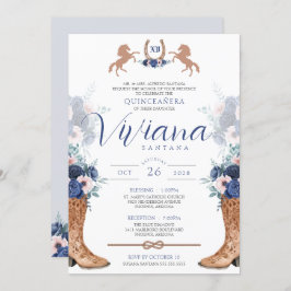 Invitación El Oeste Rosa Azul De La Marina Bota A Charra Quin