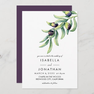 Invitación El Olivar   boda rústico acuarela