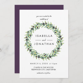 Invitación El Olivar | boda Wreath rústico acuarela