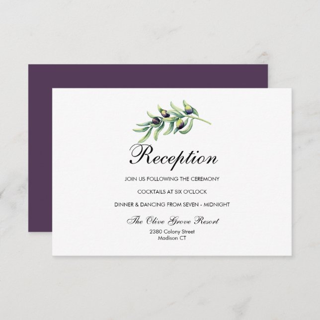 Invitación El Olivar | Recepción de Boda Rústica (Anverso / Reverso)