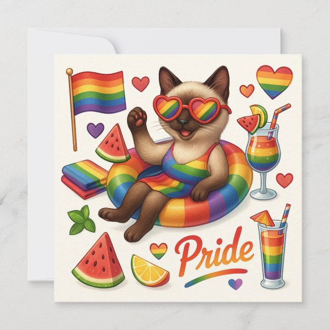 Invitación El orgullo del gato provoca el orgullo LGBTQ inspi (Anverso)