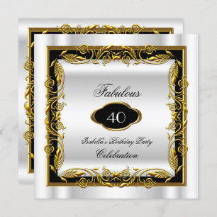 Invitación El oro blanco negro fabuloso 40 aniversario elegan