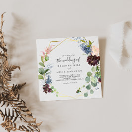 Invitación El Oro Borgoña Geométrico El Boda De