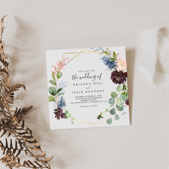 Invitación El Oro Borgoña Geométrico El Boda De (Subido por el creador)