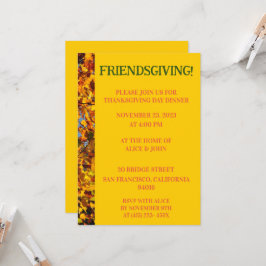 Invitación El oro brillante deja a los amigos de Acción de Gr