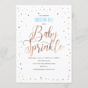 Invitación El oro color de rosa, muchacho, moderno, bebé