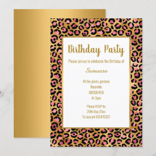 INVITACIÓN EL ORO DE LA LEOPARDA LUMINOSA ROSA TODAS LAS OCAS
