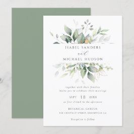 Invitación El oro de la vegetación deja a la coloración acuát