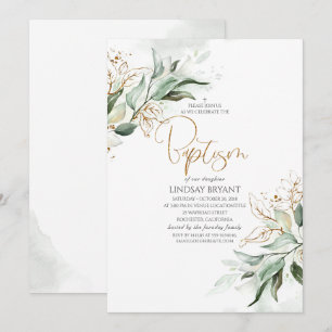 Invitación El oro deja a Eucalyptus la vegetación y el bautis