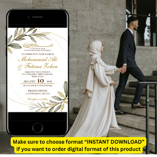 Invitación El oro deja elegancia Boda musulmán Nikah