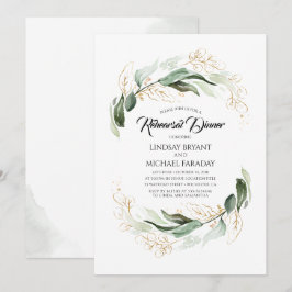 Invitación El oro deja la vegetación elegante cena de ensayo