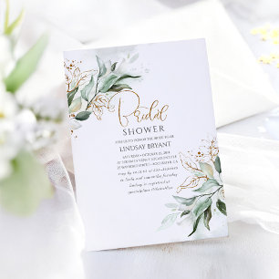Invitación El oro deja la vegetación roántica ducha de novia