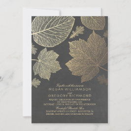 Invitación El oro deja una vieja boda de otoño rústica