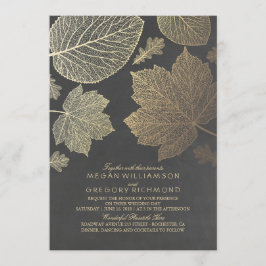 Invitación El oro deja una vieja boda de otoño rústica