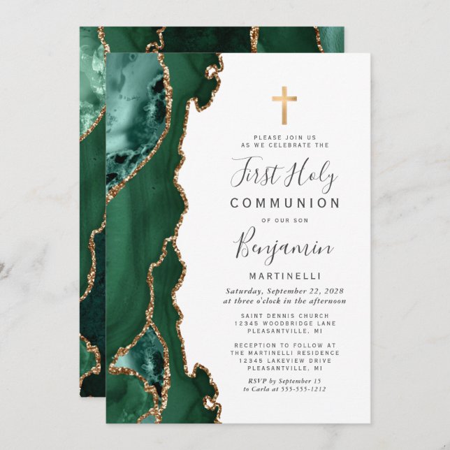 Invitación El oro del Agate verde esmeralda es la primera com (Anverso / Reverso)