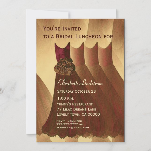 Invitación El oro del chocolate del brunch de la dama de (Anverso)