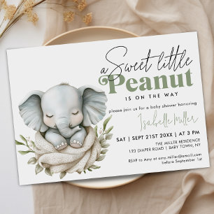 Invitación El oro del elefante de Baby Shower neutro en géner