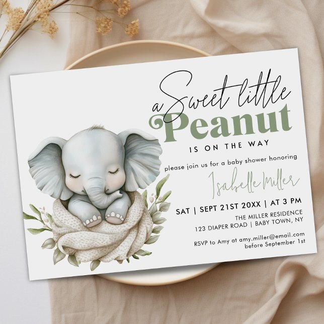 Invitación El oro del elefante de Baby Shower neutro en géner (Subido por el creador)