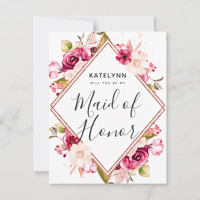 Invitación El oro del Rosa de Borgoña será mi empleada de hon (Anverso)