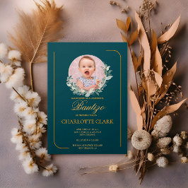 Invitación El oro elegante de la fotografía Bautizo española