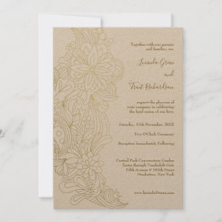Invitación El oro florece el compromiso de los Bodas naturale