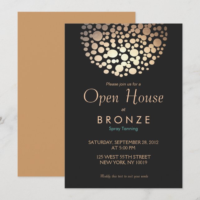 Invitación El oro fresco y elegante circunda el salón de (Anverso / Reverso)